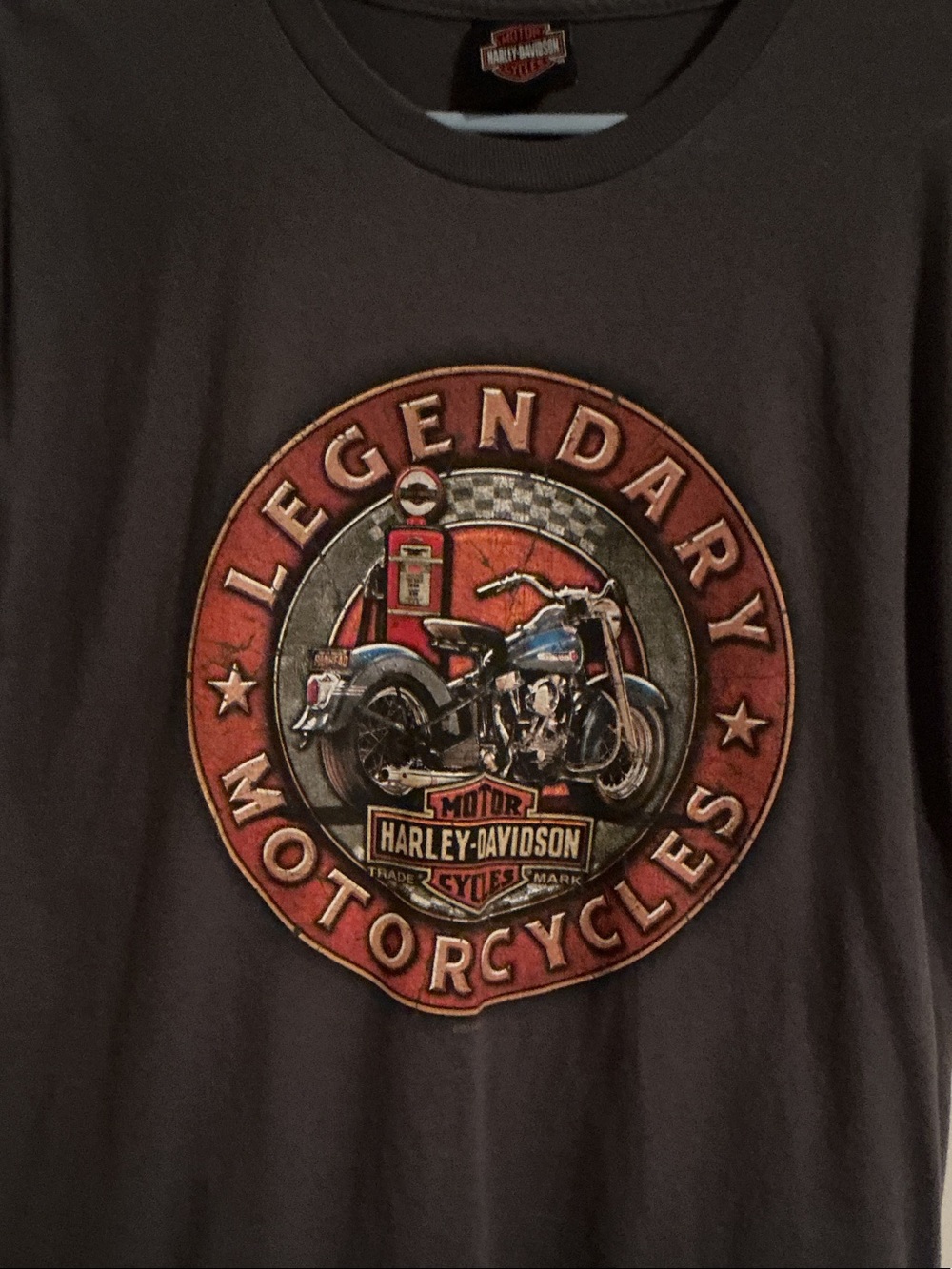 Harley-Davidson Black T-Shirt with Red and Blue Motorcycle Emblem